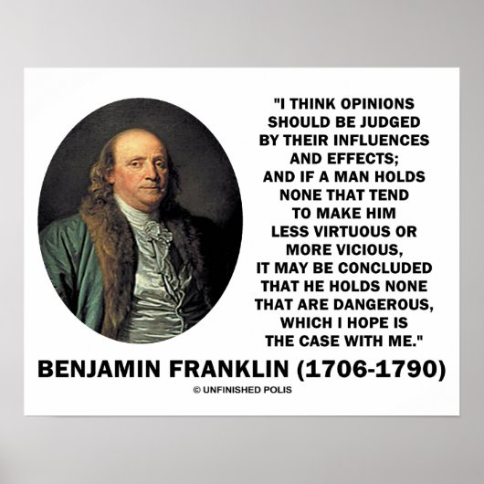 Ben Franklin oordeelde dat meningen invloed hebben Poster (Voorkant)