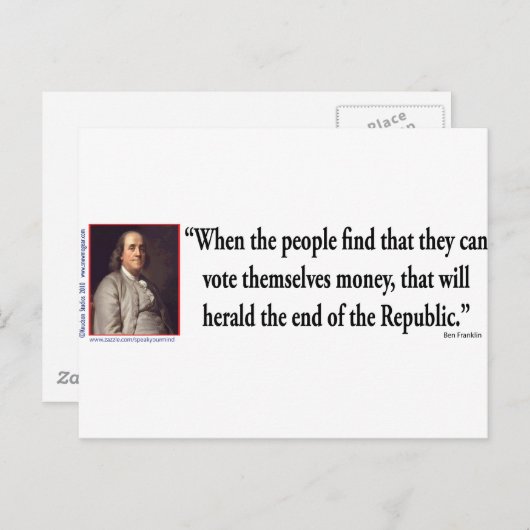 Ben Franklin over democratie Briefkaart (Voorkant / Achterkant)
