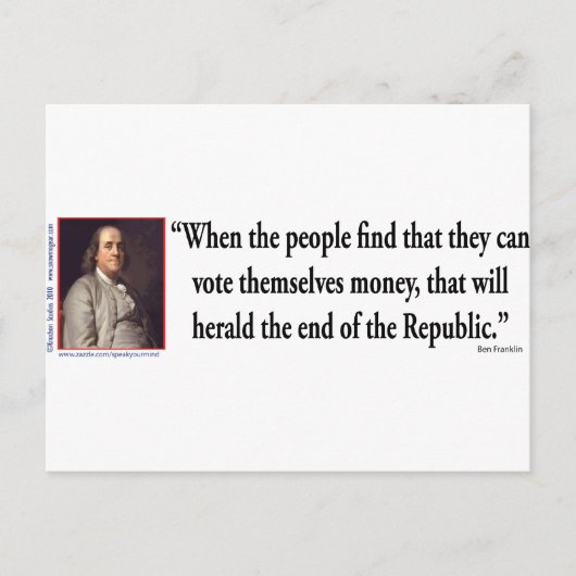 Ben Franklin over democratie Briefkaart (Voorkant)