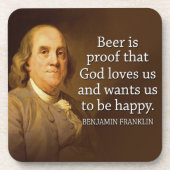 Ben Franklin Quote over Beer Drankjes Onderzetter (Voorkant)