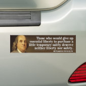 Ben Franklin Quote over vrijheid en veiligheid Bumpersticker (Op auto)