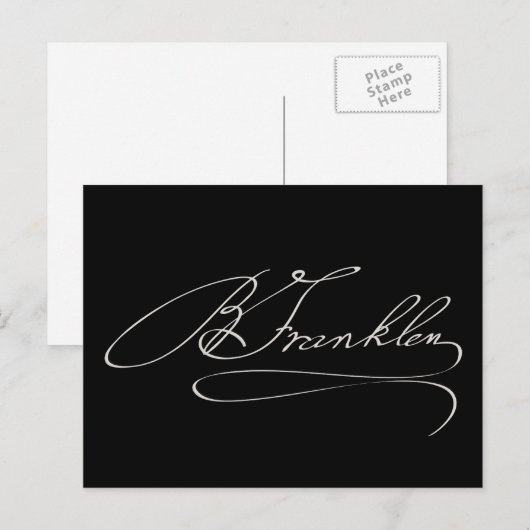 Ben Franklin Signature Briefkaart (Voorkant / Achterkant)