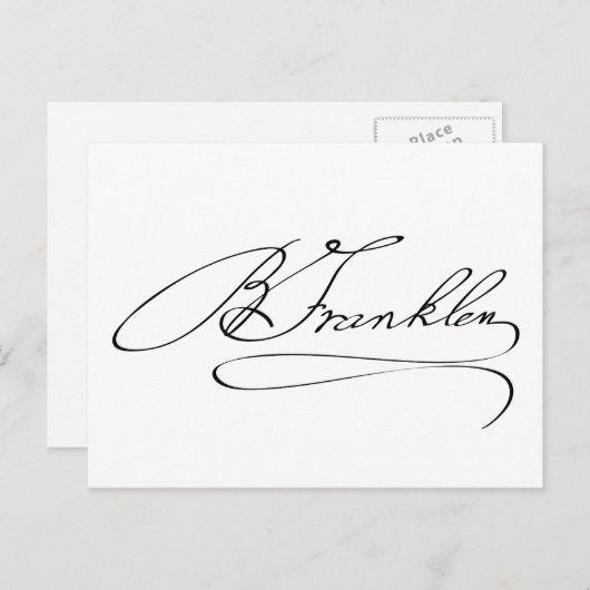 Ben Franklin Signature Briefkaart (Voorkant / Achterkant)