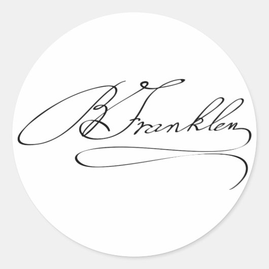 Ben Franklin Signature Ronde Sticker (Voorkant)