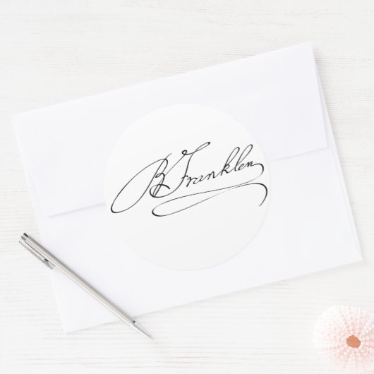 Ben Franklin Signature Ronde Sticker (Envelop)