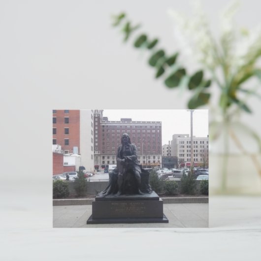 Ben Franklin standbeeld briefkaart (Staand voorkant)