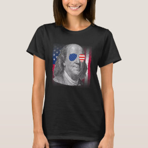 Ben Franklin USA Vlag Patriottische Amerikaanse Vl T-shirt