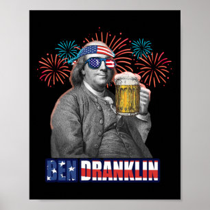 Ben Franklin viert de Onafhankelijkheidsdag. Ben D Poster