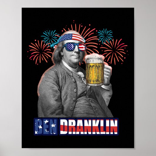 Ben Franklin viert de Onafhankelijkheidsdag. Ben D Poster (Voorkant)