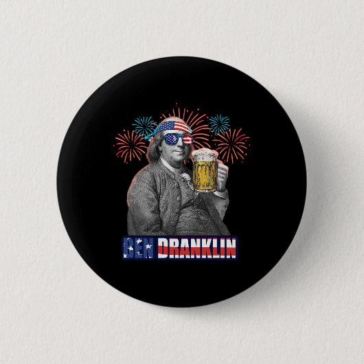 Ben Franklin viert de Onafhankelijkheidsdag. Ben D Ronde Button 5,7 Cm (Voorkant)