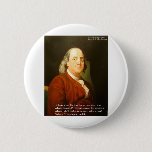Ben Franklin (Wat is wijs) Quote Cadeaus & Kaarten Ronde Button 5,7 Cm (Voorkant)
