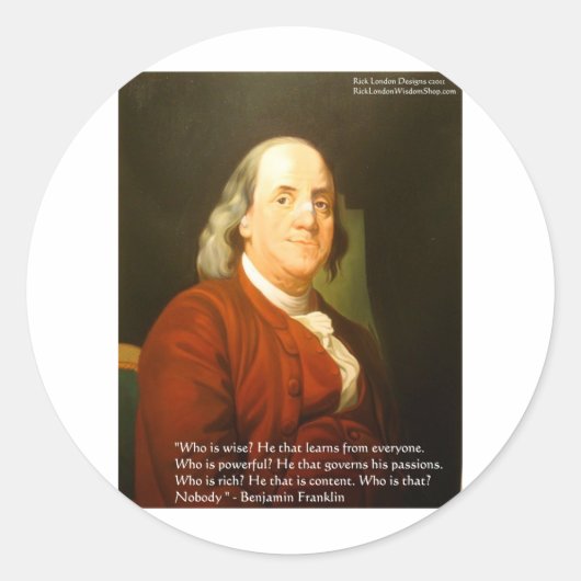 Ben Franklin (Wat is Wise) citaat Gifts & Kaarten Ronde Sticker (Voorkant)