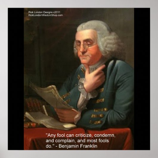Ben Franklin Wijsheid Quote "Any Fool Poster Print (Voorkant)