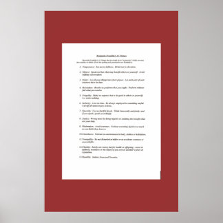 Ben Franklin's 13 Virtues Poster