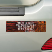 Ben Franklin's beroemde Beer Quote Bumpersticker (Op auto)