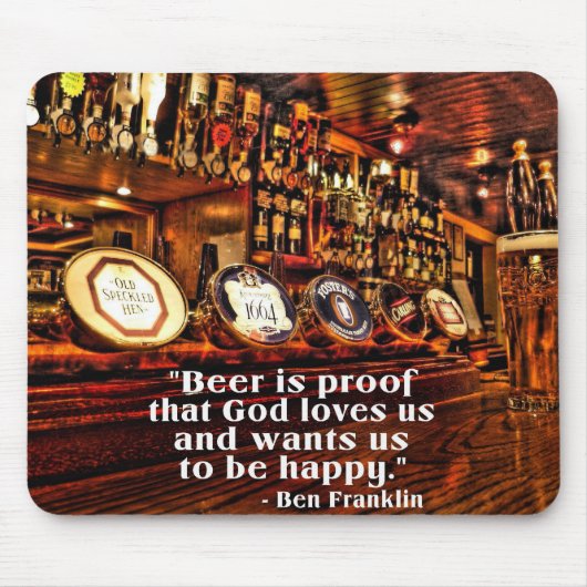 Ben Franklin's beroemde Beer Quote Muismat (Voorkant)