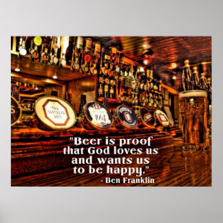 Ben Franklin's beroemde Beer Quote Poster