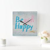 ben gelukkig-strand en zeester vierkante klok (Huis)