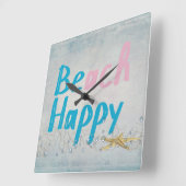 ben gelukkig-strand en zeester vierkante klok (Hoek)