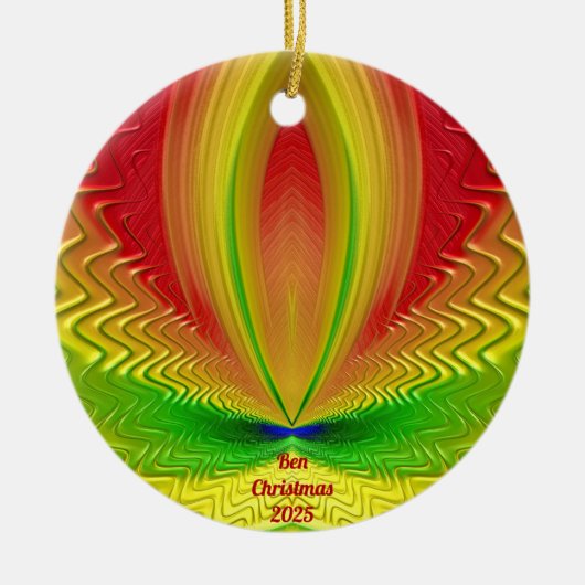 BEN ~ Gepersonaliseerd rood-groen kerstfeest Keramisch Ornament (Voorkant)
