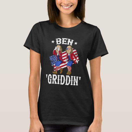 Ben Griddin 4 juli Ben Franklin Griddy Mannen Wo T-shirt (Voorkant)
