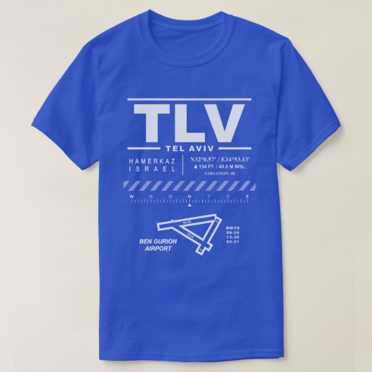 Ben Gurion Luchthaven TLV T-shirt (Design voorkant)