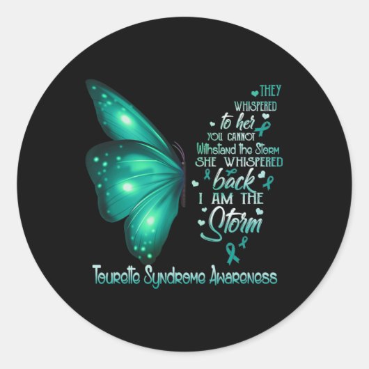 Ben het Storm Tourette-syndroom Bewustwordingsvlin Ronde Sticker (Voorkant)