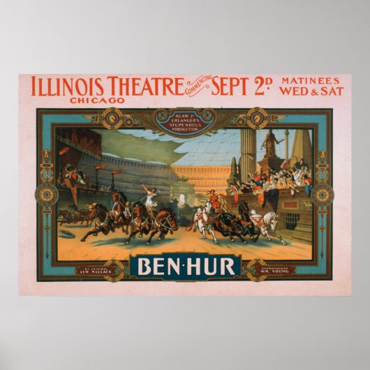 Ben-Hur op het Poster van Illinois Theater in Chic (Voorkant)