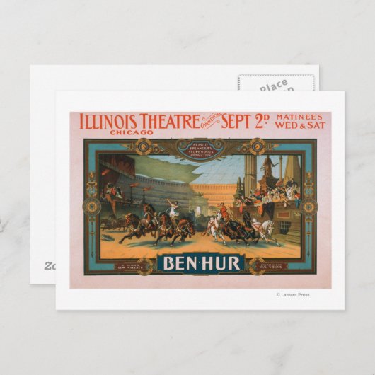 Ben-Hur op het Poster van Illinois Theater in Chic Briefkaart (Voorkant / Achterkant)