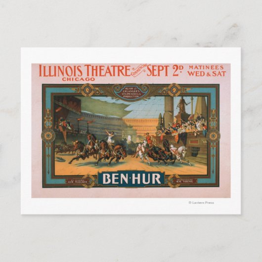 Ben-Hur op het Poster van Illinois Theater in Chic Briefkaart (Voorkant)