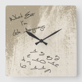 ben ik altijd te laat. vierkante klok