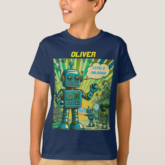 ben ik de Birthday boy robot T-shirt (Voorkant)