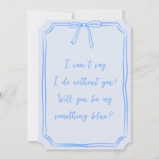 Ben ik iets blauw? Boog bruidsmeisje voorstel Kaart (Voorkant)
