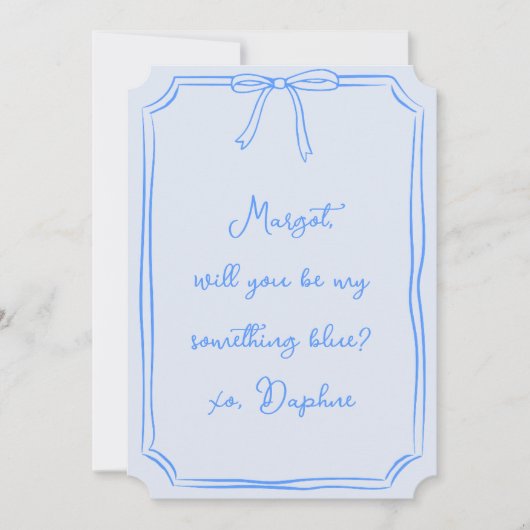 Ben ik iets blauw? Boog bruidsmeisje voorstel Kaart (Voorkant)