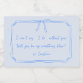 Ben ik iets blauw? Boog bruidsmeisje voorstel Sparkling Wijnetiket (Enkel label)