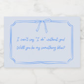 Ben ik iets blauw? Boog bruidsmeisje voorstel Sparkling Wijnetiket (Enkel label)