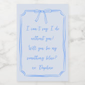 Ben ik iets blauw? Schattigee boog bruidsmeisje vo Wijn Etiket (Enkel label)