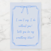 Ben ik iets blauw? Schattigee boog bruidsmeisje vo Wijn Etiket (Enkel label)