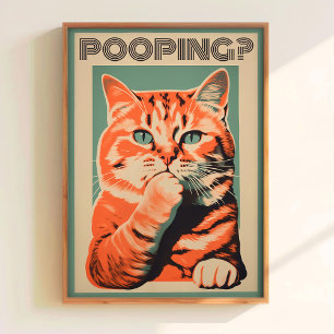 Ben je aan het poepen Print Blauwe Badkamer Muur K