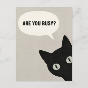 Ben Je Bezig Funny Zwarte Kat Minimalistisch Briefkaart