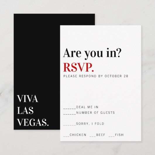 Ben je binnen? Vegas Wedding Response Kaart (Voorkant / Achterkant)