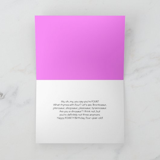 Ben je een dinosaurus? Vier jaar oude verjaardag Kaart (Binnen)