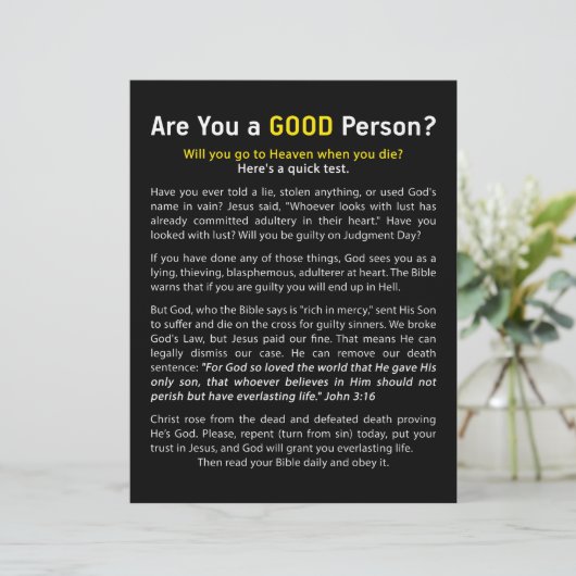 Ben je een goed persoon? Christelijk geloof volled (Staand voorkant)