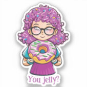 "Ben je gelei?" Grappige Donut liefhebbers Sticker (Voorkant)