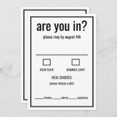 Ben je grappig rsvp zwart en wit minimaal  kaart (Voorkant / Achterkant)