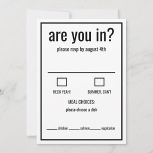 Ben je grappig rsvp zwart en wit minimaal kaart