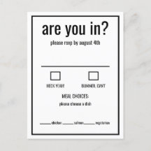 Ben je in een grappige rsvp zwart-wit minimum