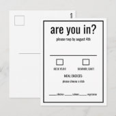 Ben je in een grappige rsvp zwart-wit minimum briefkaart (Voorkant / Achterkant)