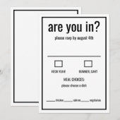 Ben je in een grappige rsvp zwart-wit minimum kaart (Voorkant / Achterkant)