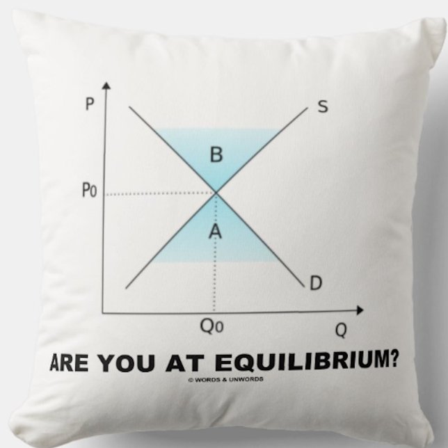 Ben je in evenwicht? Aanvoer- en verbruikscurve Kussen (Econ psyche throw pillow featuring timeless life query: "Are You At Equilibrium?")